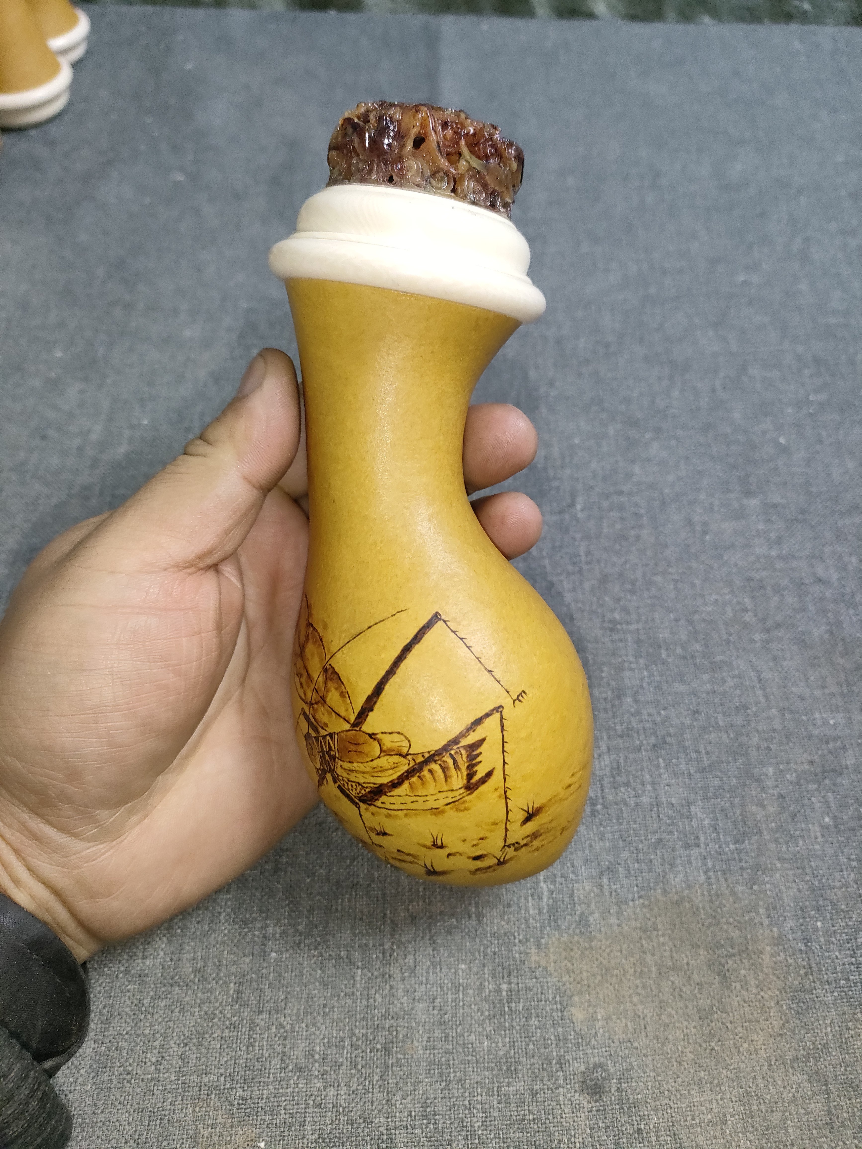 手工烙画蝈蝈葫芦檀木红木镶口A蟋蟀蛐蛐葫芦叫S罐摆件文玩把件虫,淘宝优惠券,粉丝福利购,淘宝优惠卷