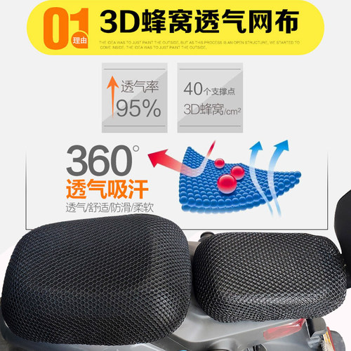 适用于爱玛电动车小玛S1时尚运动亲子车蜂窝座套坐垫3D网TDT1114Z - 图1