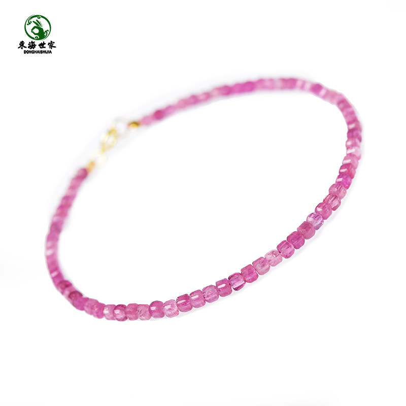 碧玺手串女红粉色东海水晶玛瑙翡翠玉石散珠子多巴胺小方糖手链,淘宝优惠券,粉丝福利购,淘宝优惠卷