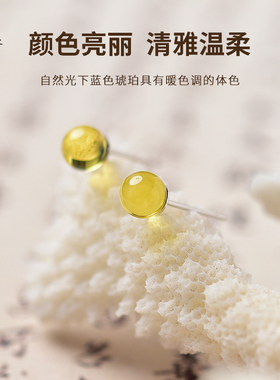东海世家天然蓝珀耳钉