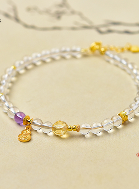 白水晶手串女东海红绿玛瑙玉髓宝玉石朱砂虎眼石散珠子海蓝宝手链