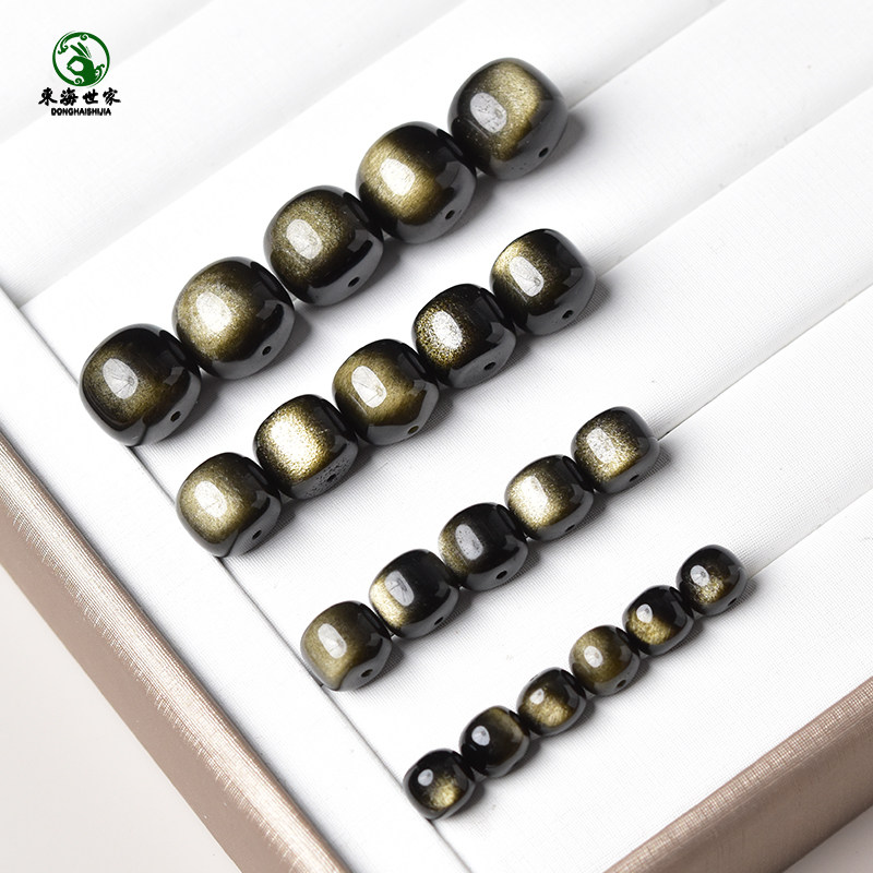 黑曜石散珠东海水晶玛瑙玉石猫眼石桶珠金曜石老型珠diy配件单珠,淘宝优惠券,粉丝福利购,淘宝优惠卷