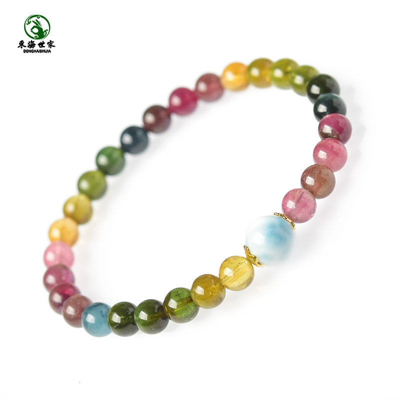 碧玺手串女东海水晶玛瑙巴西彩虹糖果粉绿蓝红色海纹石单珠手链,淘宝优惠券,粉丝福利购,淘宝优惠卷