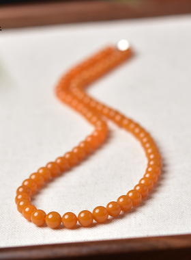 黄玉项链女男东海水晶玛瑙翡翠宝玉石文玩盘玩散珠子缅甸缅黄颈链