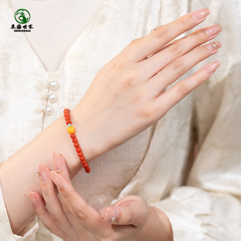 南红手链女男满肉老型珠东海水晶玉石手工直切散珠红玛瑙蜜蜡手串,淘宝优惠券,粉丝福利购,淘宝优惠卷