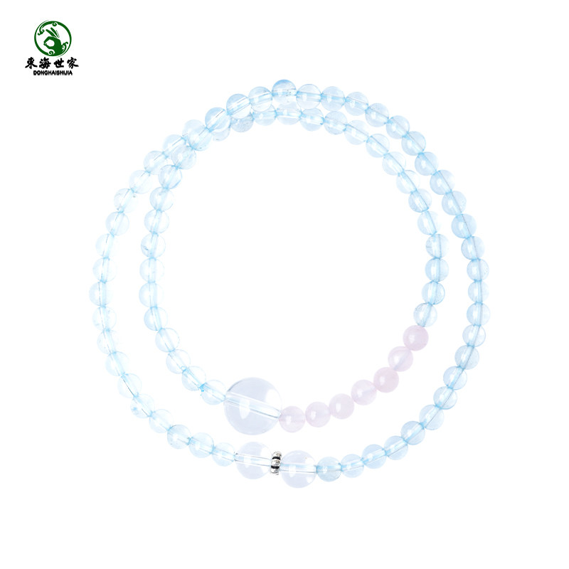 海蓝宝手串女东海水晶玛瑙玉髓翡翠宝玉石单散珠子粉晶白水晶手链,淘宝优惠券,粉丝福利购,淘宝优惠卷