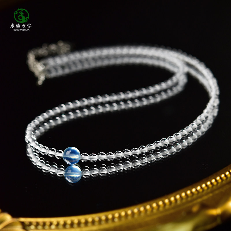 白水晶项链女东海红玛瑙黑曜石翡翠宝玉石散珠素圈海蓝宝单珠颈链,淘宝优惠券,粉丝福利购,淘宝优惠卷