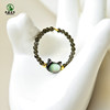 Obsidian Ring Women's East China Sea Crystal Agate Double Eyed Gold and Silver Obsidian Ice Type Rainbow Eye Black Fritillary Cat Head Ring