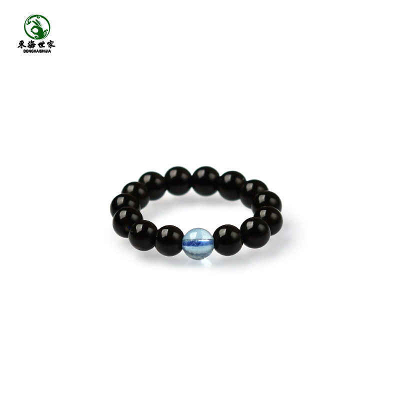 Black gold obsidian ring for men and women East China Sea agate chalcedony jade crystal south red ice species aquamarine single bead ring