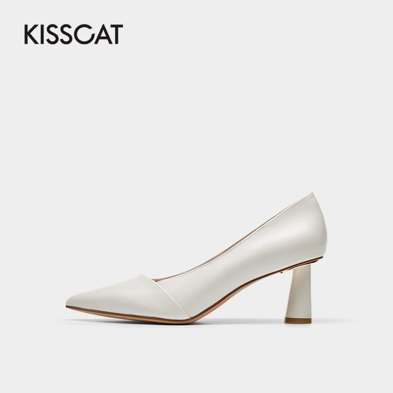 接吻猫2020年秋季新款羊皮高跟鞋 kisscat单鞋