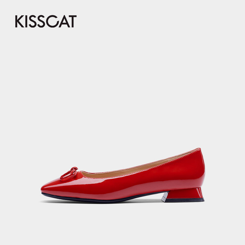 接吻猫2020秋新款蝴蝶结仙女风单鞋 kisscat单鞋