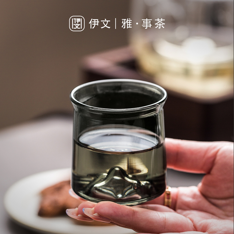 耐热玻璃品茗杯家用个人小杯子创意主人杯单杯日式功夫小茶杯水杯 - 图1