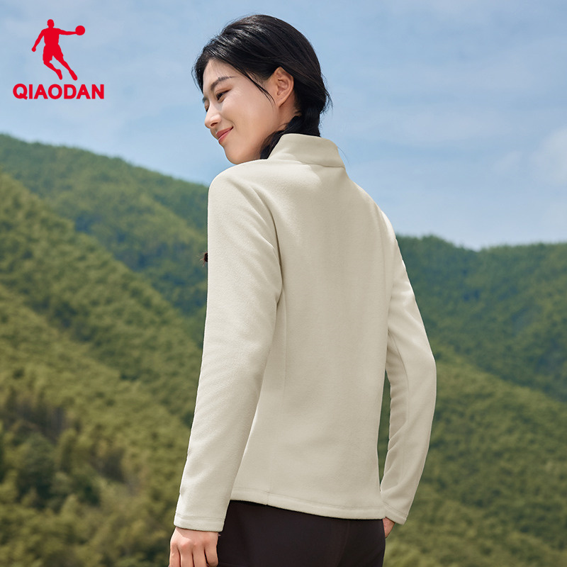 乔丹抓绒衣女士POLARTEC冬季新款保暖户外立领内胆打底衫半拉链 - 图0