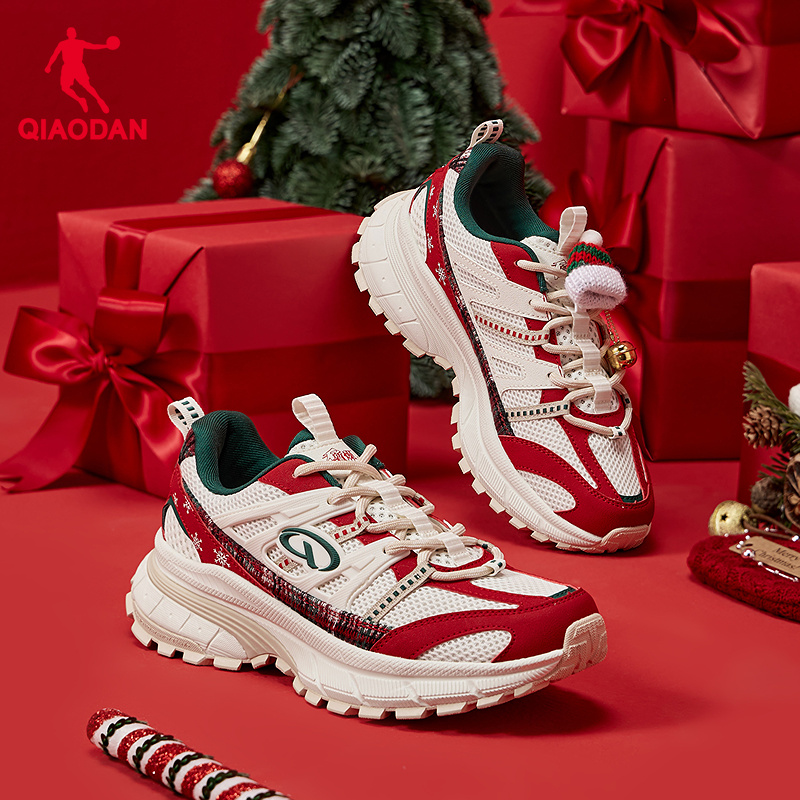 乔丹开元V3女休闲鞋新年款红色鞋子运动鞋潮流网面厚底老爹鞋女鞋