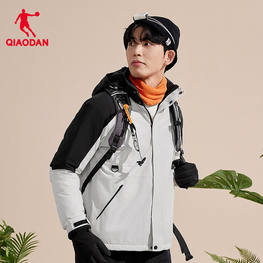 乔丹加厚保暖风衣男士2025冬季新款商场同款暖绒里料无氟防泼水