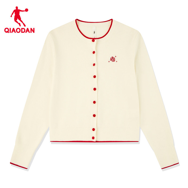 乔丹针织开衫毛衣女士春季新款商场同款马上有钱红色新年本命年,淘宝优惠券,粉丝福利购,淘宝优惠卷