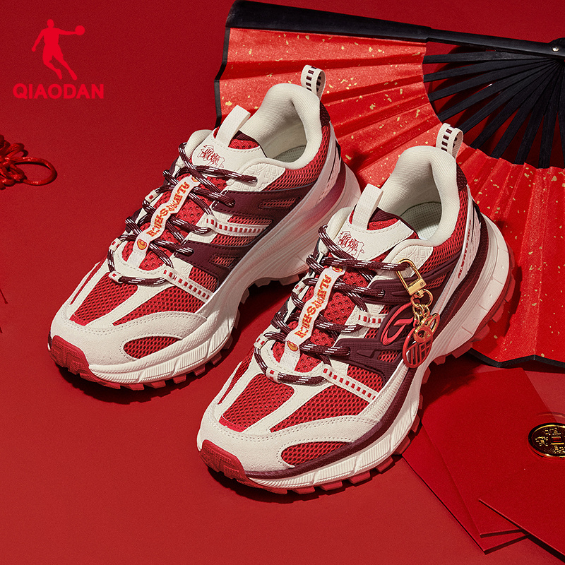 乔丹开元V3女休闲鞋新年款红色鞋子运动鞋潮流网面厚底老爹鞋女鞋