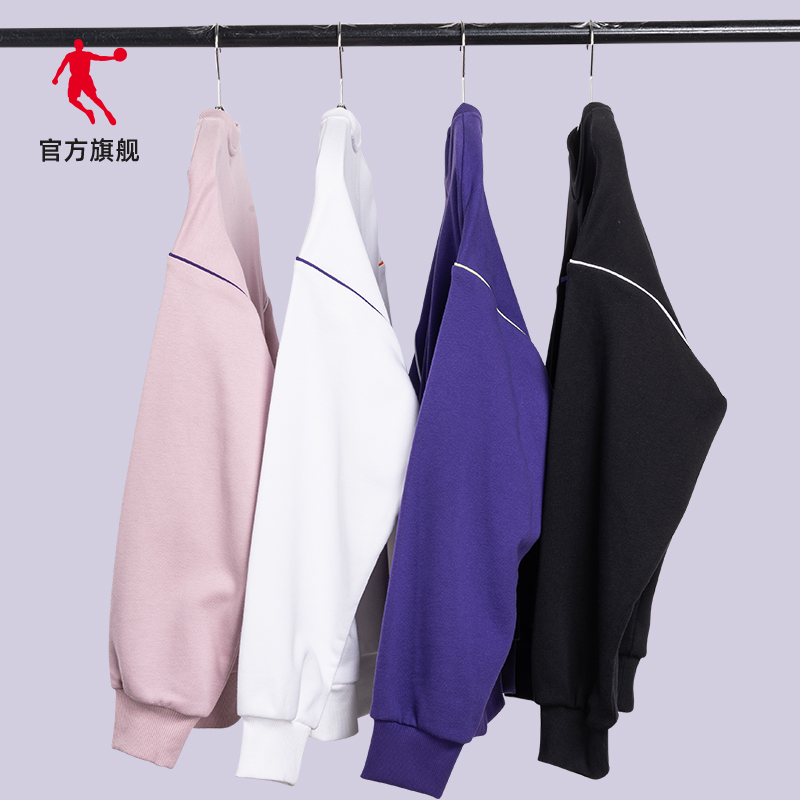 乔丹运动卫衣女2022秋季新款长袖套头上衣圆领宽松运动衣女士外套