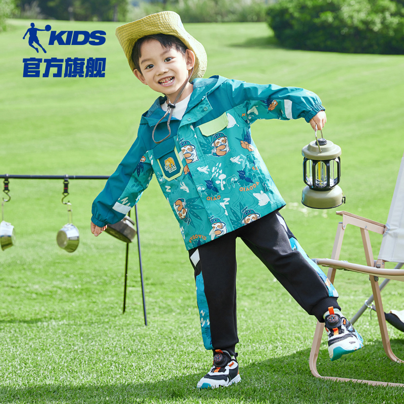 乔丹童装男童外套春秋款2024新款宝宝春装小童防风外衣儿童冲锋衣 - 图2