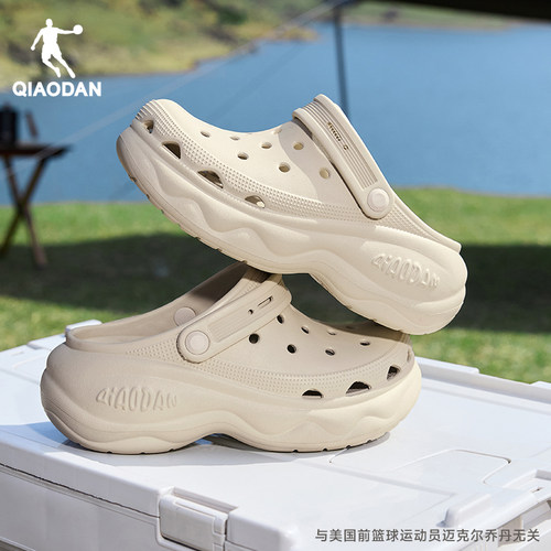 乔丹汉堡洞洞鞋女2026夏季新款防滑透气软底运动鞋子厚底增高凉鞋 - 图0