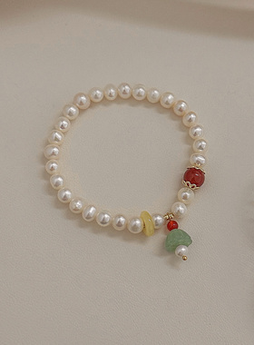 小众设计国风甜美玛瑙珍珠手链新