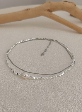 轻奢气质碎银子双层淡水珍珠项链