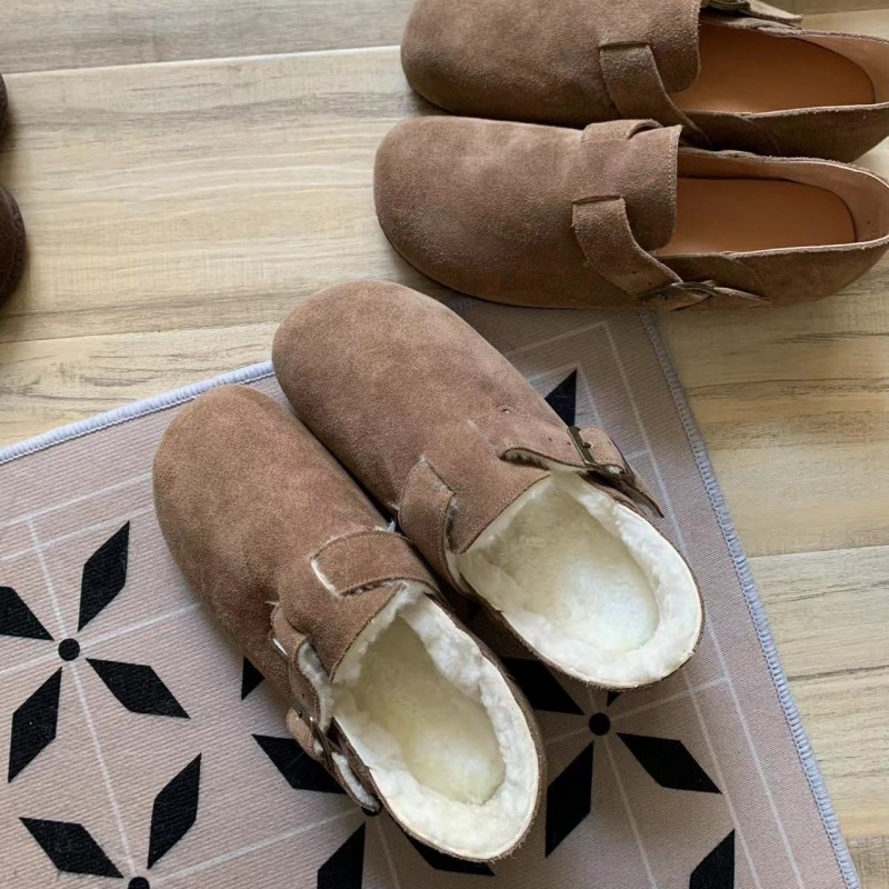 秋季牛皮勃肯鞋复古真皮单鞋秋冬新款平底加绒乐福豆豆鞋女,淘宝优惠券,粉丝福利购,淘宝优惠卷