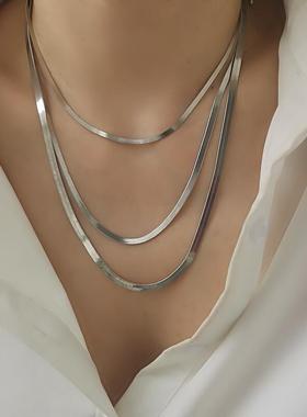 欧美小众百搭刀片蛇骨薄项链