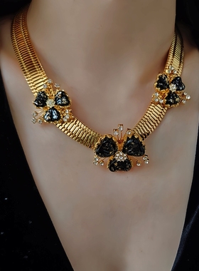 欧美小众设计感轻奢表带花朵项链