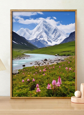 萨普神山 数字油画diy西藏风景解闷简单手工画涂鸦填色摆件装饰画