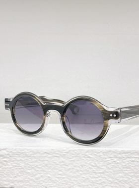 复古风太阳眼镜女STANFORD时尚板材圆框遮阳墨镜男防紫外线卡其黑