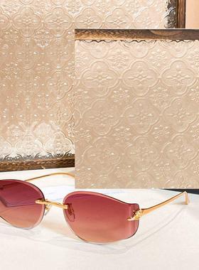 男女款金属无框时尚防紫外线墨镜