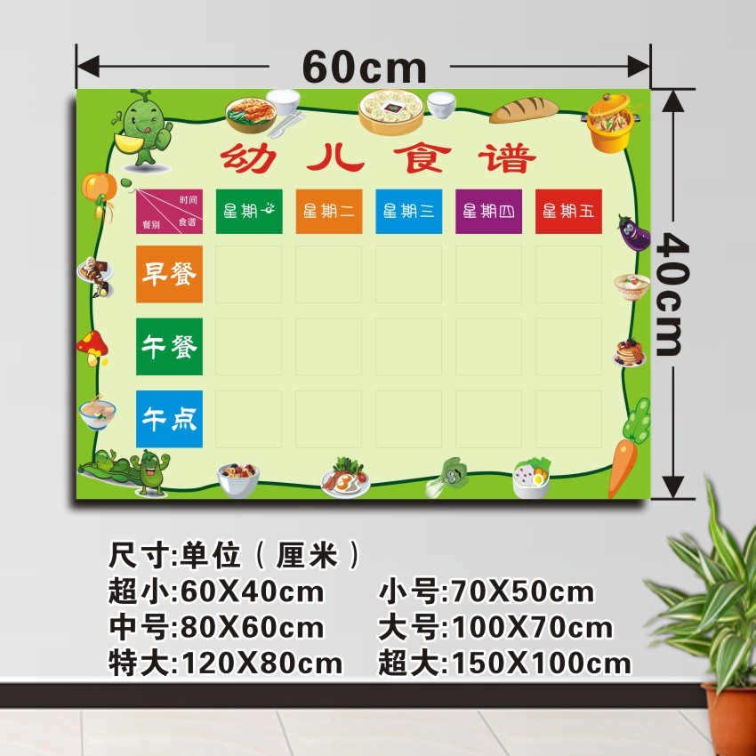 幼儿园一周每周营养食谱公示食堂墙壁布置学校餐厅文化装饰墙贴画-图1