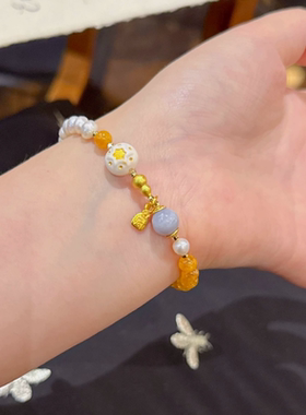 天然珍珠手链玛瑙多宝手串女国风送女朋友礼物串珠手饰串珠饰品