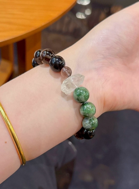 天然绿透辉多宝水晶手串女款手链精致轻奢小众大珠子情侣手饰礼物