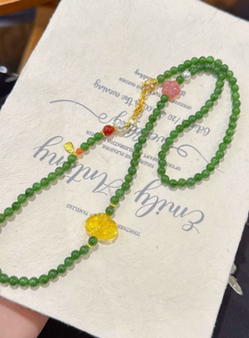 天然碧玉项链蜜蜡玛瑙南红多圈手串新中式精致送女友生日礼物