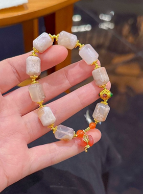 天然樱花玛瑙手串南红手链女古风手饰闺蜜女友礼物简约手工饰品