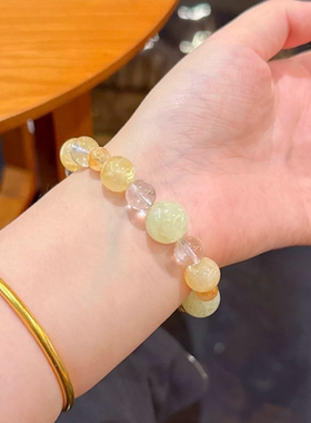 天然黄水晶多宝手串女款白水晶手链送女友闺蜜生日礼物饰品手饰