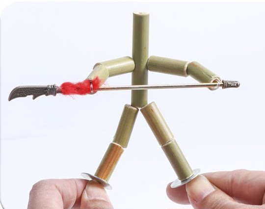 Bamboo Man Double Battle Toy with Weapon Materials Little Bamboo Man 6th Grader Textbook Same Bamboo Man