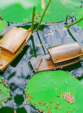 实木户外防水船模水池造景装饰小木船江南水乡乌篷船工艺礼品