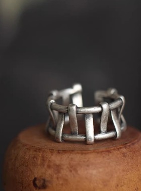 翎舞925银开口戒指酷炫清货