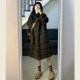 Retro plaid hooded midi-length woolen jacket