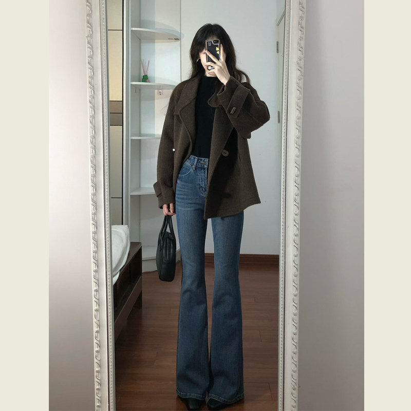 韩系复古咖色立领呢子大衣女秋冬季小个子牛角扣腰带短款毛呢外套,淘宝优惠券,粉丝福利购,淘宝优惠卷