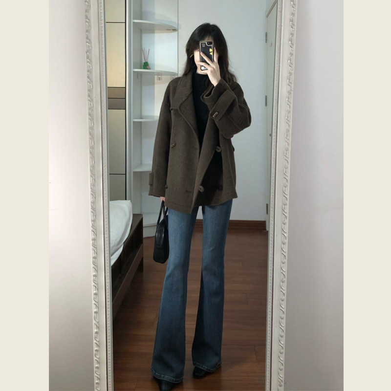 韩系复古咖色立领呢子大衣女秋冬季小个子牛角扣腰带短款毛呢外套,淘宝优惠券,粉丝福利购,淘宝优惠卷