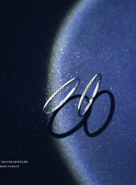 S925纯银小众设计闭口素圈戒指女日韩轻奢小众简约基础款首饰足银