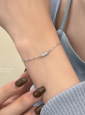 轻奢超闪锆石手链女s925纯银水波链简约高级感百搭潮流手饰精品