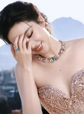 法式复古彩色蓝钻晚宴礼服项链女