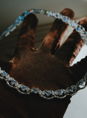 心形项链女银白色choker短款颈链新娘晚宴礼服婚纱高级感锁骨链女