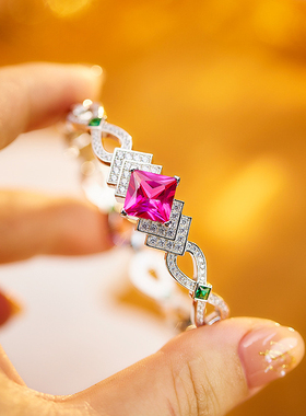 魔猫昭昭小众高级感时尚欧美高端手镯铜镀金镶嵌等级锆石轻奢粉色