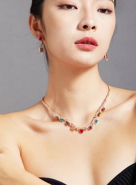 高级感礼设计感彩色choker项链女